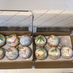 dillard trimmings christmas ornaments Santa Claus beach sugared texture 11 piece